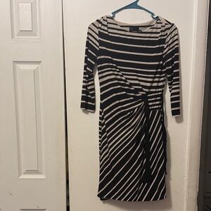 Just...Taylor Black and Cream Striped Long Sleeve Dress